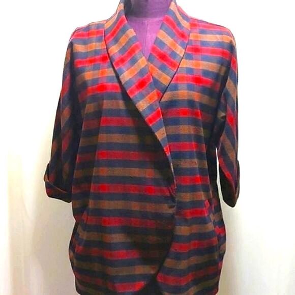 Design Lab Plaid Jacket/Poncho  - Picture 1 of 8